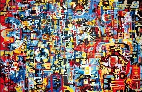 Multiethnic city olio su tela cm.150x200